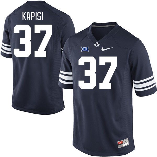 Men #37 Jordan Kapisi BYU Cougars College Football Jerseys Stitched Sale-Navy